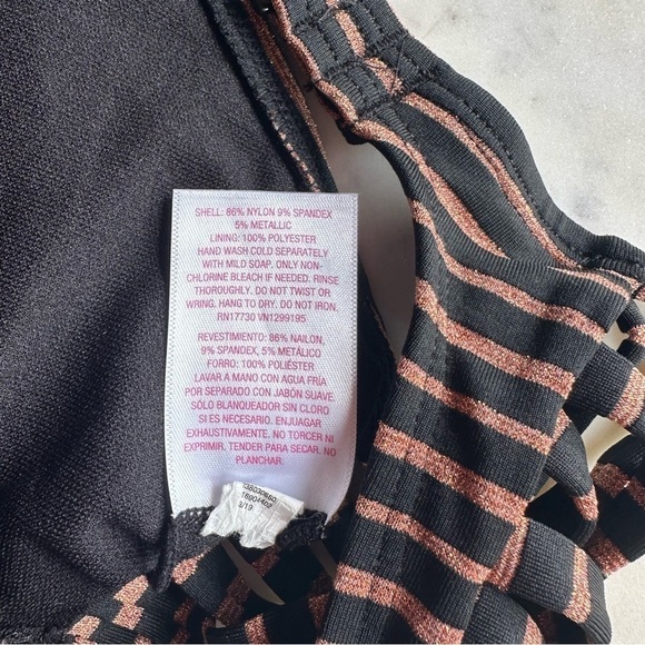 Xhilaration Orange and Black Metallic Striped Bikini Cut Out Top Size Small - Picture 8 of 8